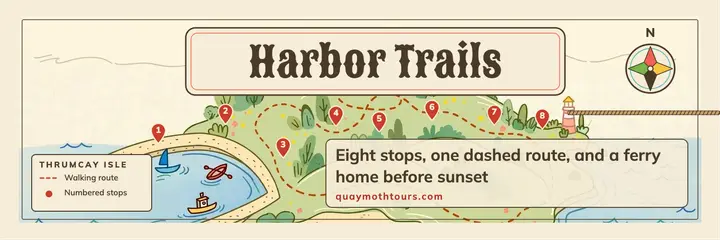 Harbor Trails island walking tour pictorial map header template