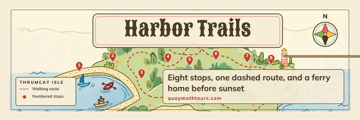 Harbor Trails island walking tour pictorial map header template