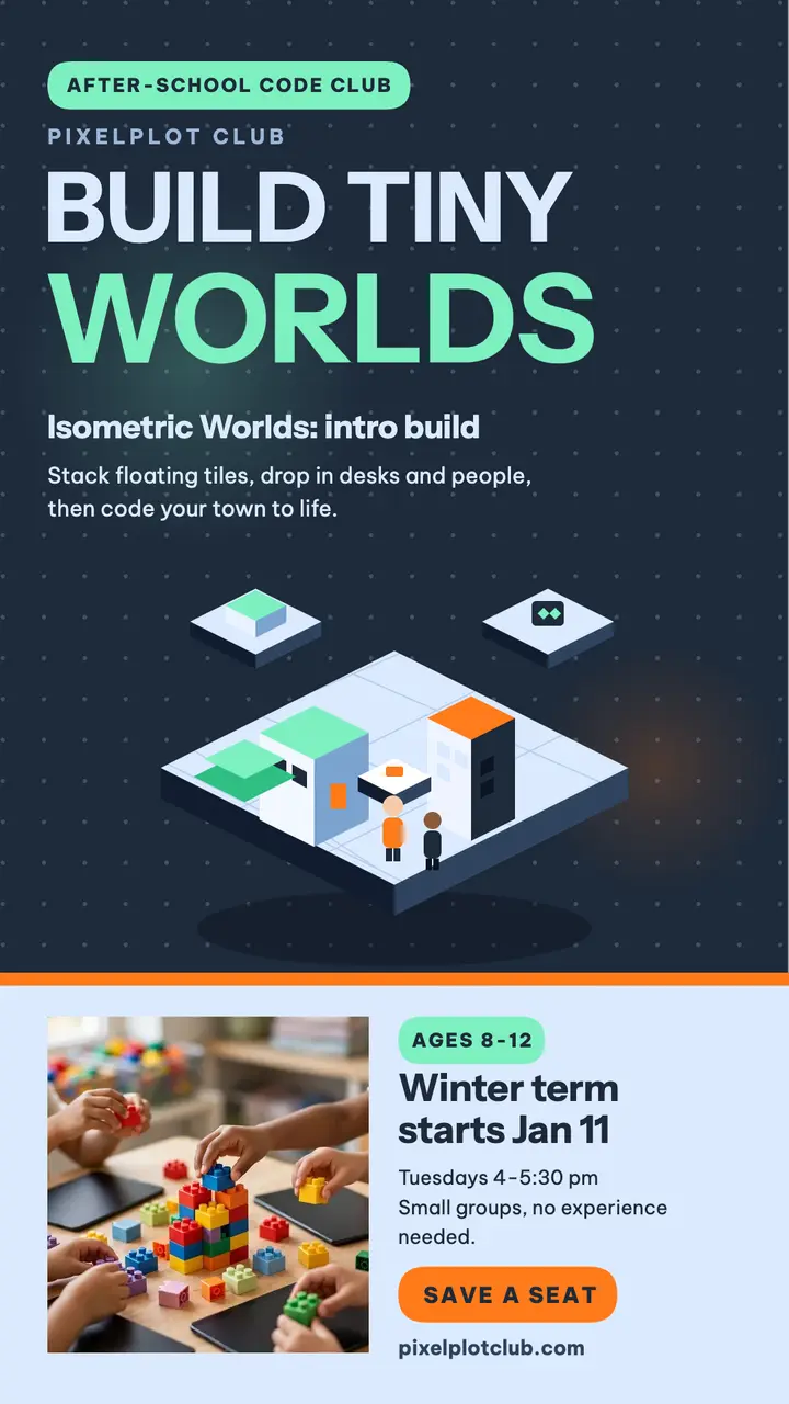 Pixelplot Club isometric worlds story template