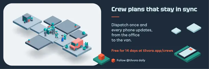 Tilvora crew scheduling X header, isometric world template