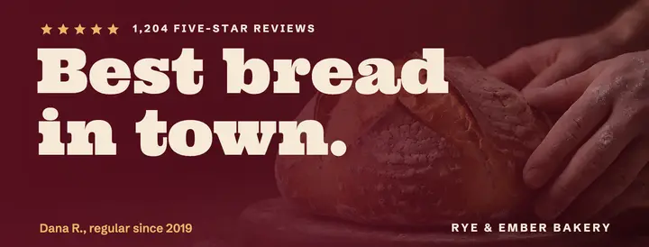 Rye & Ember bakery five-star review cover: bakery review cover template