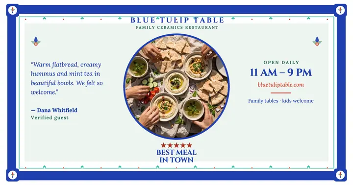 Blue Tulip Table review post, iznik tile template