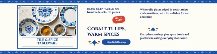Blue Slip Table tile and spice banner template