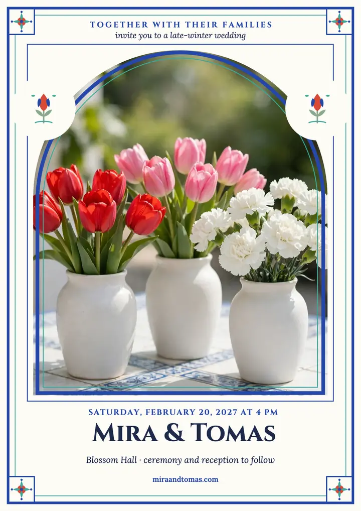 Mira and Tomas winter wedding invitation template