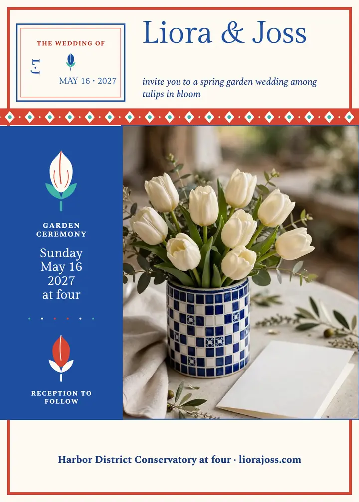 Liora and Joss garden wedding invitation template