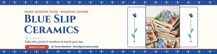 Blue Slip Ceramics wedding tiles banner template