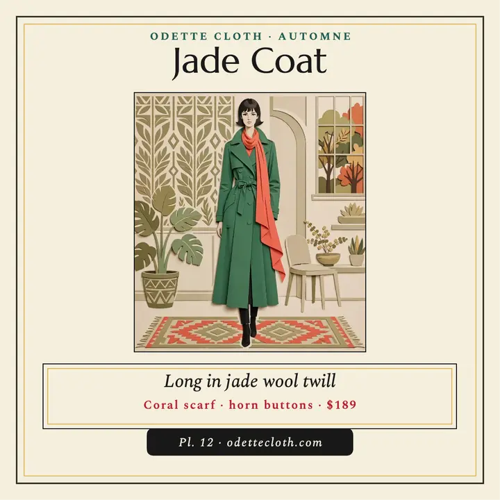 Odette Cloth jade coat pochoir plate template