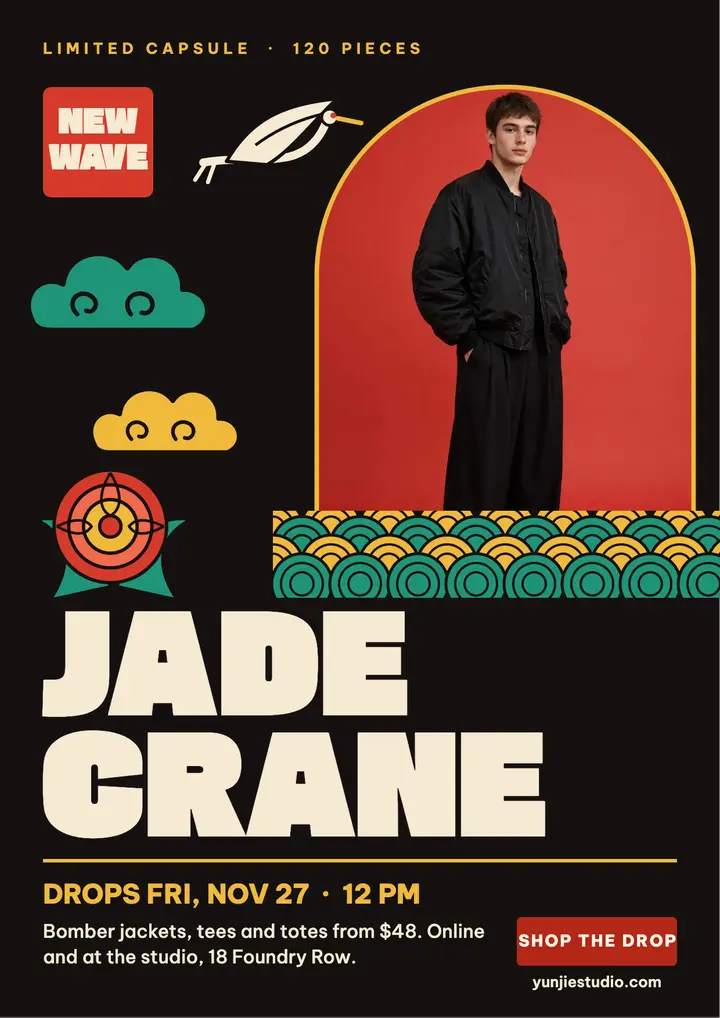 Yunjie Studio Jade Crane capsule drop flyer template
