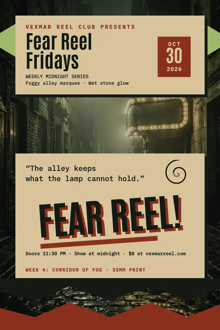 Vexmar fear reel club poster template