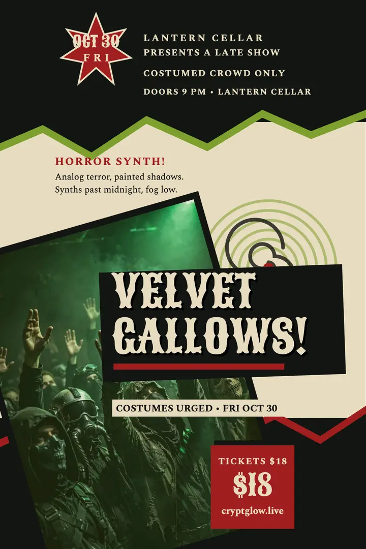 Velvet Gallows horror synth poster template