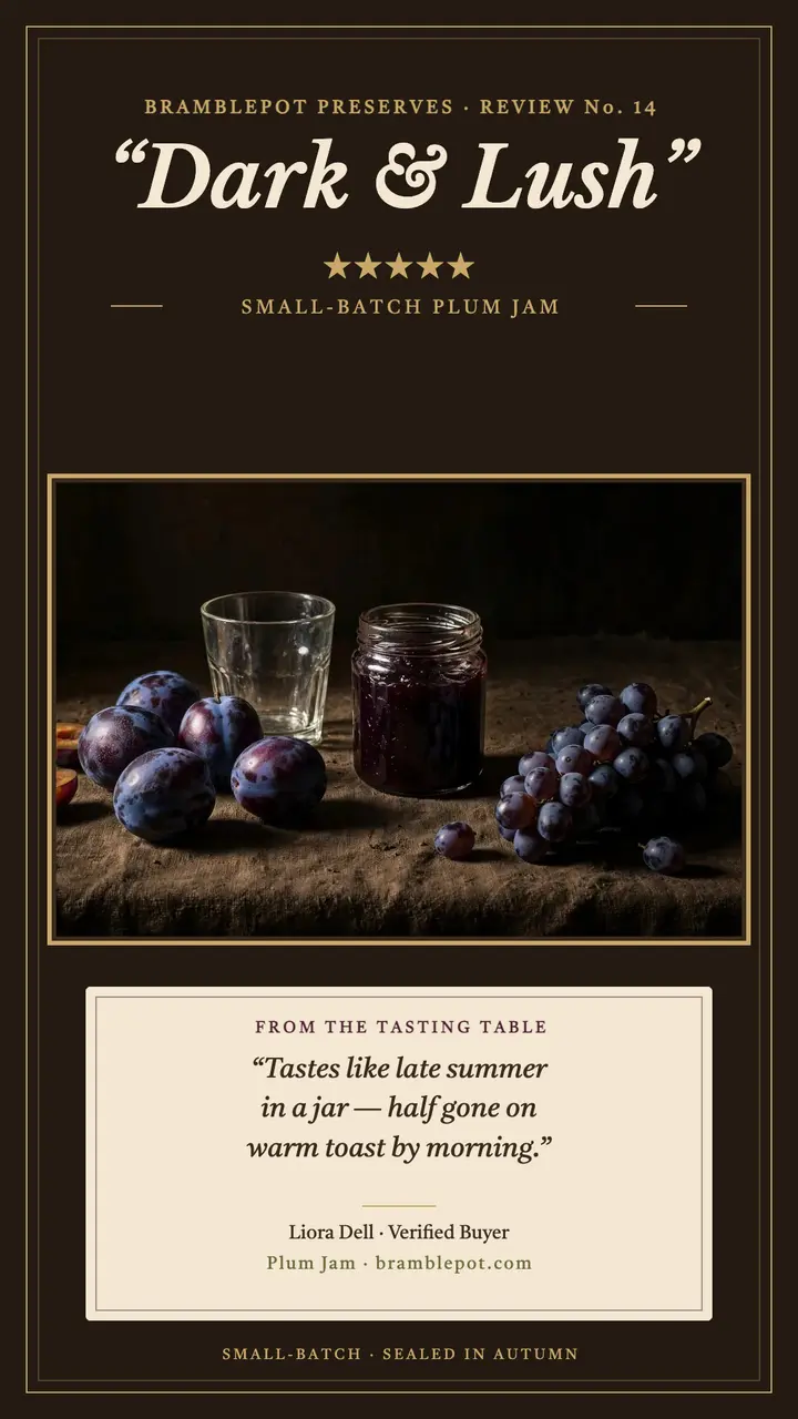 Bramblepot plum jam review still life template