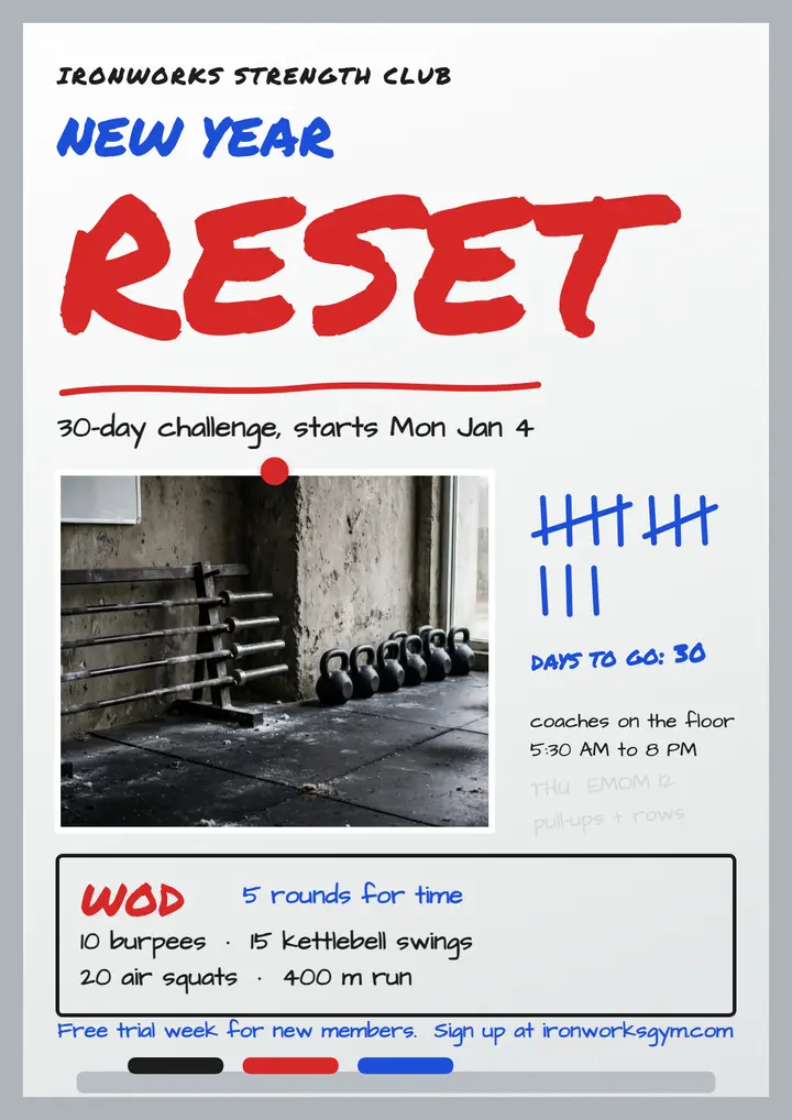 Ironworks January reset flyer template