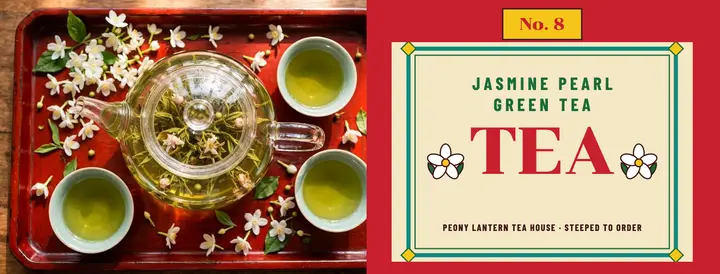 Jasmine tea matchbox label cover template