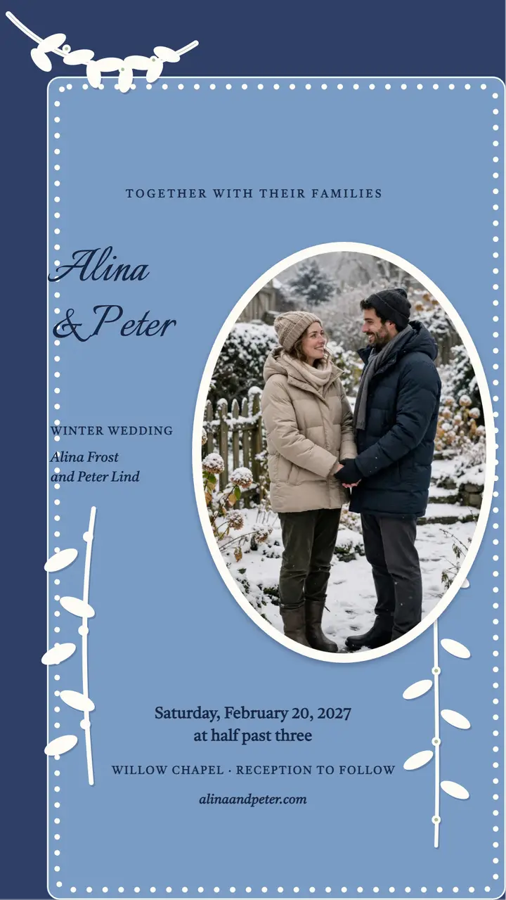 Alina and Peter winter wedding story template