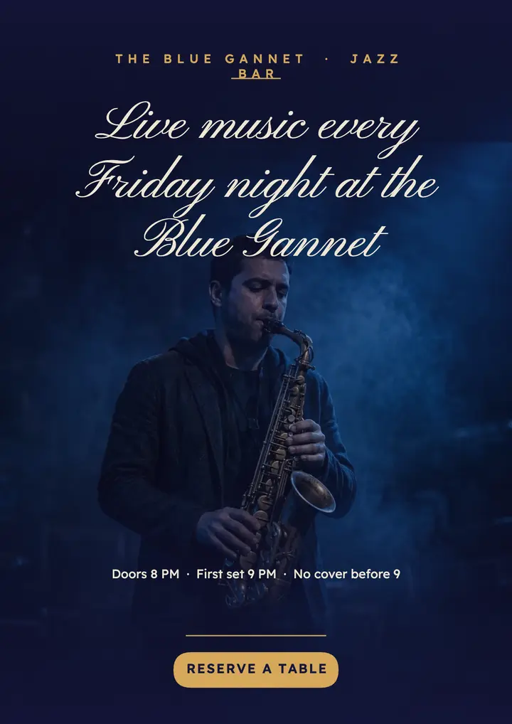Live jazz Friday flyer template