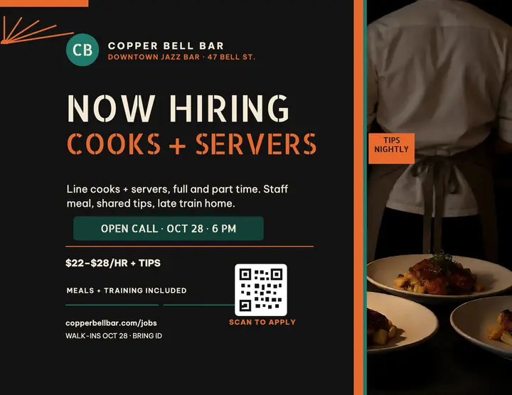 Copper Bell Bar hiring flyer template