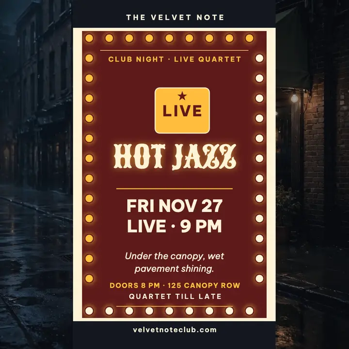 The Velvet Note jazz night marquee template