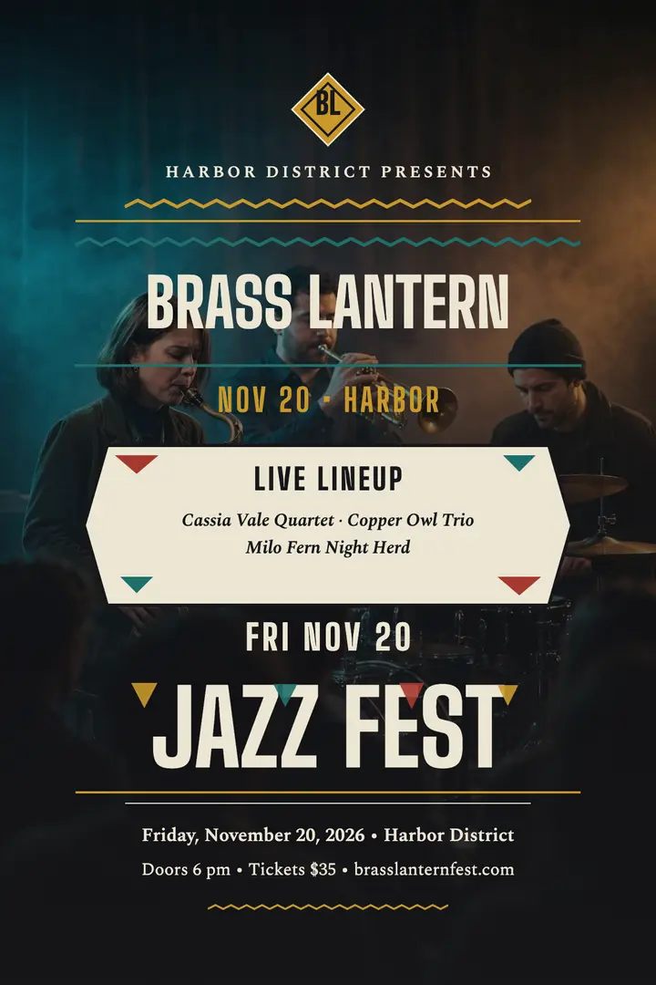 Brass Lantern Jazz Fest facet poster template