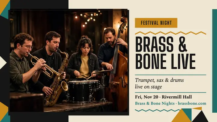 Brass and Bone jazz-soul night thumbnail template