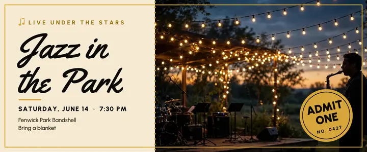 Jazz in the Park ticket template
