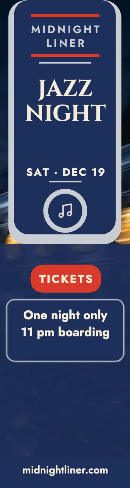 Midnight Liner Jazz Night skyscraper ad template