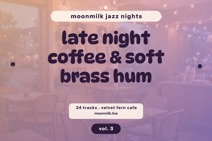 Moonmilk late night jazz mood postcard template