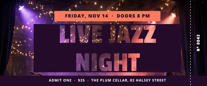 Live jazz night knockout ticket template