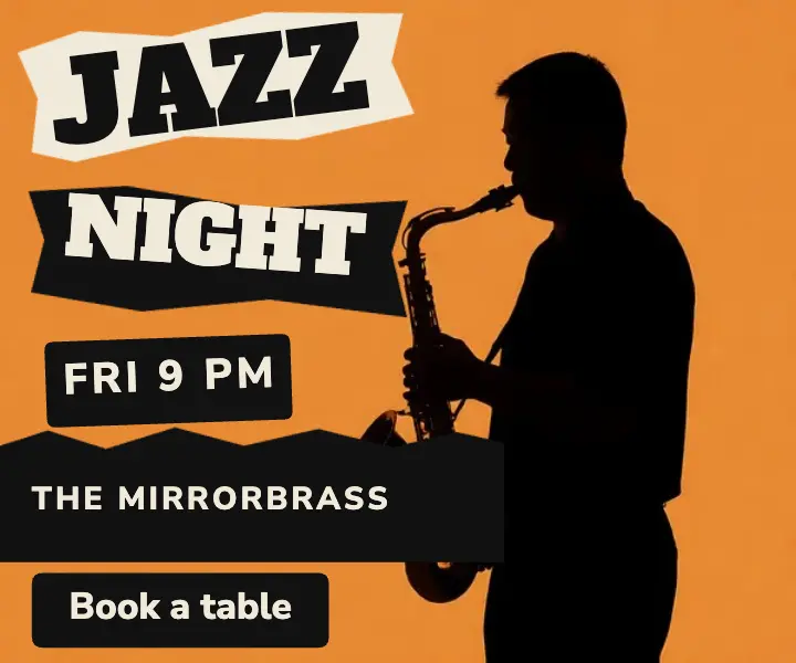 The Mirrorbrass jazz night ad template