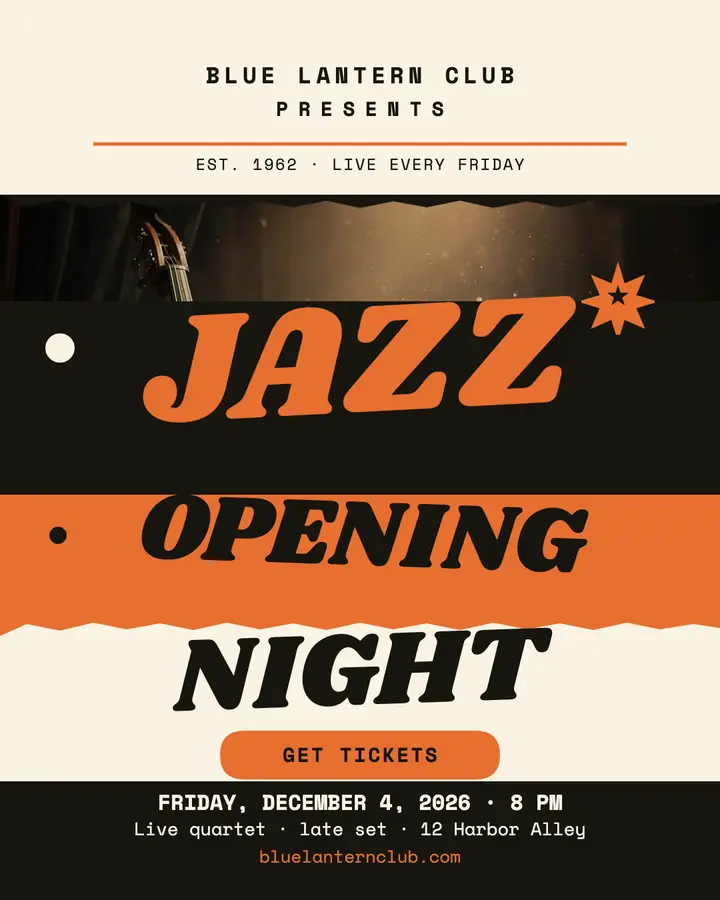Blue Lantern Club jazz opening night post template