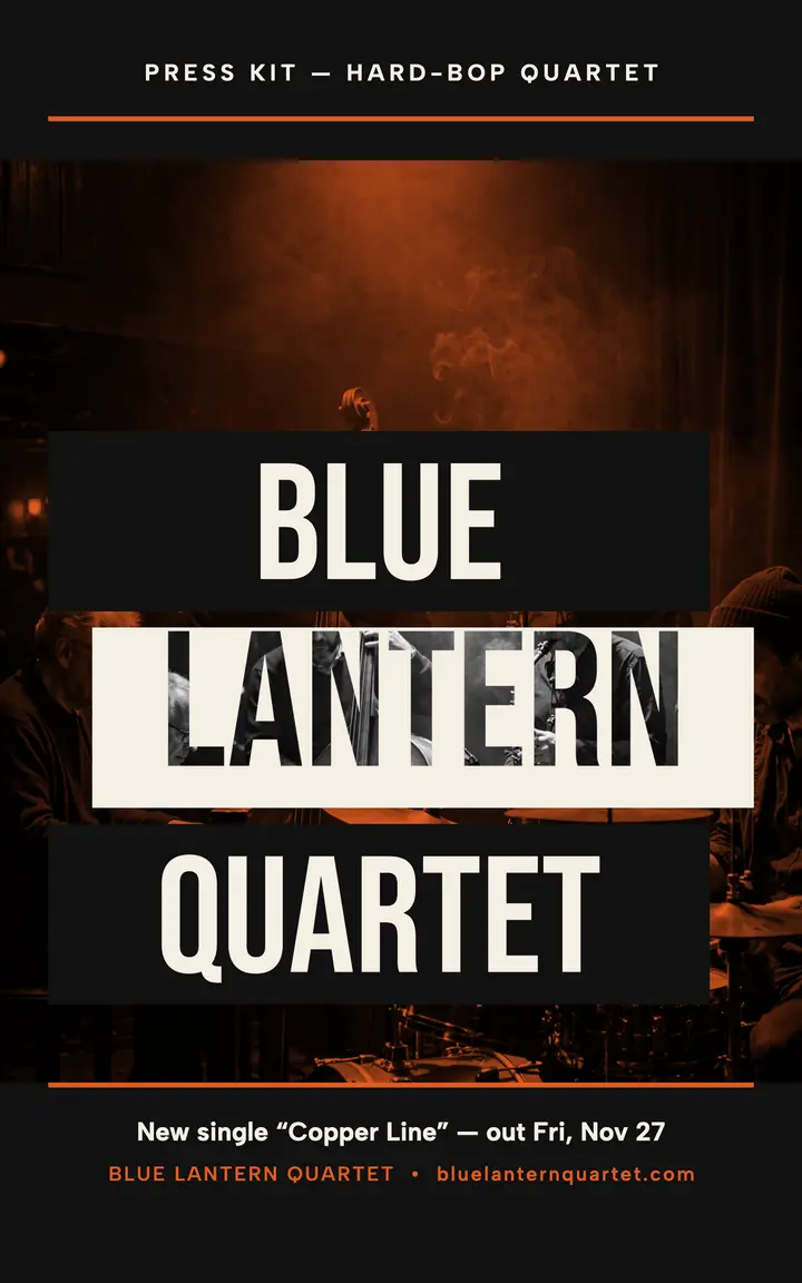 Blue Lantern Quartet hard-bop press kit template