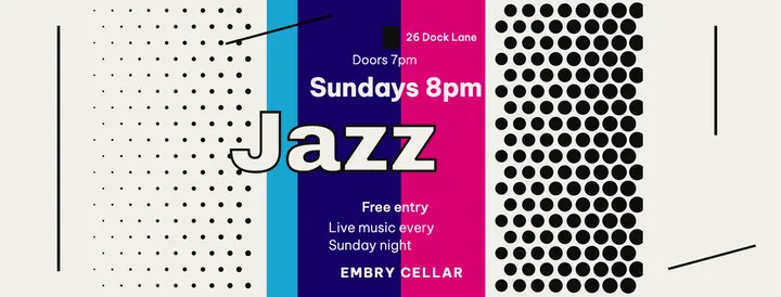 Embry Cellar jazz Sundays Swiss cover: jazz night facebook cover template