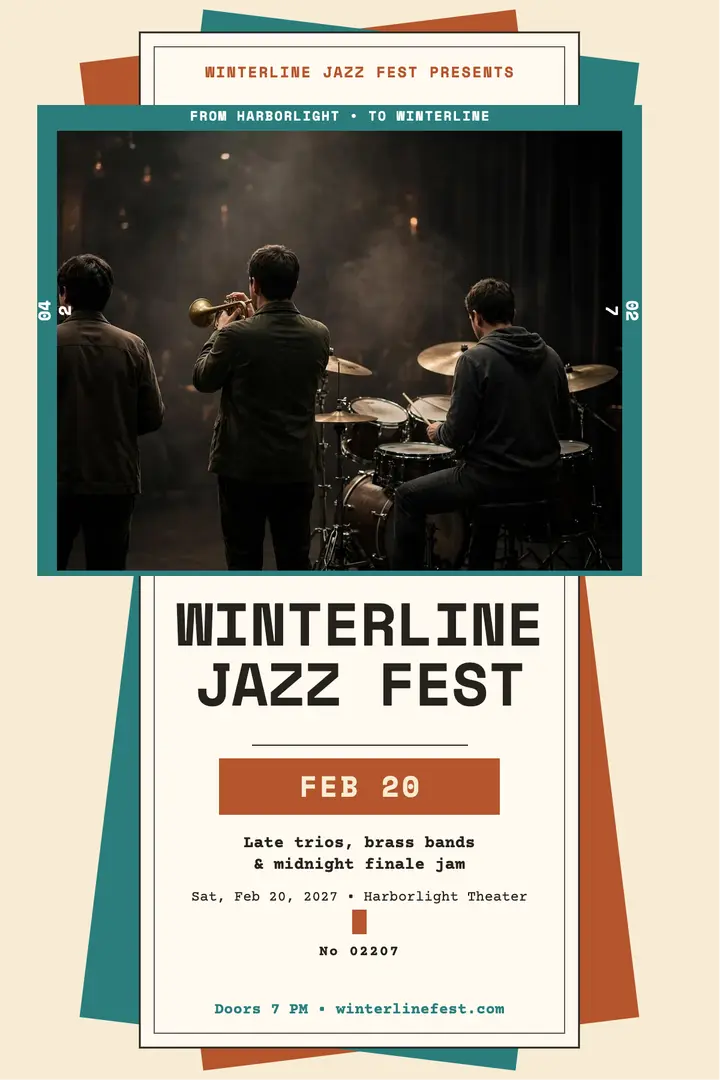 Winterline Jazz Fest rail ticket poster template