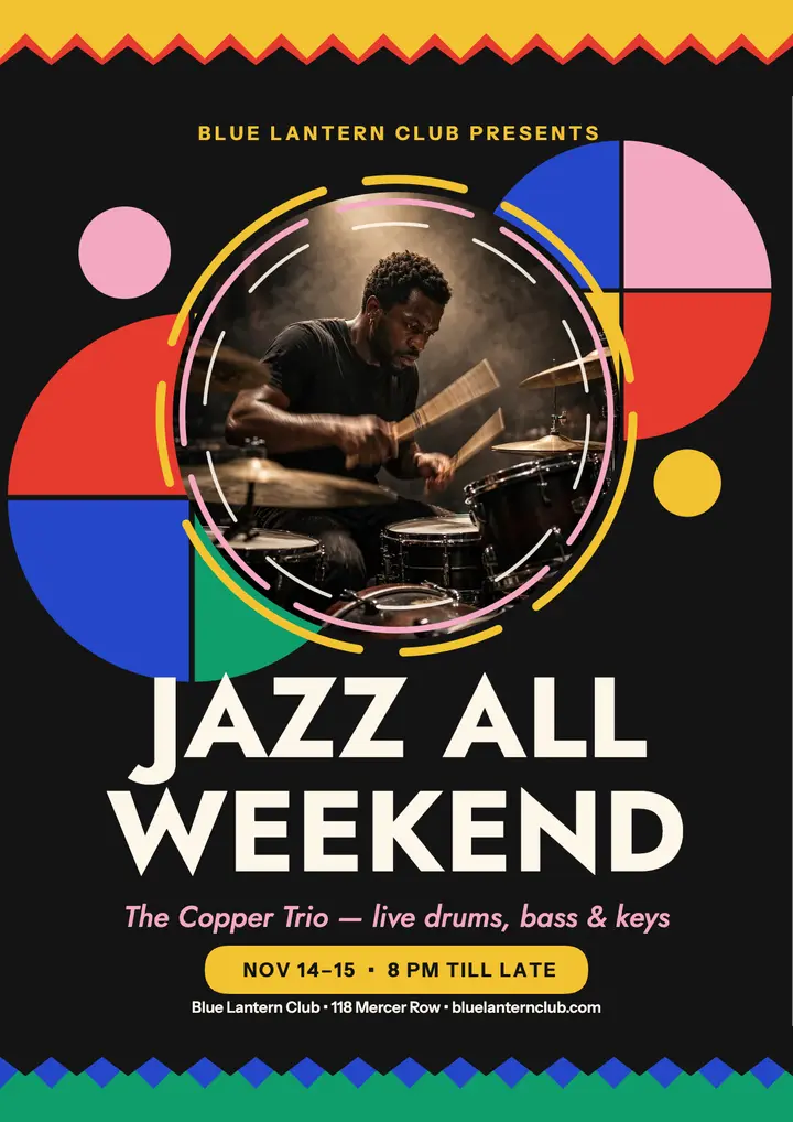 Blue Lantern jazz weekend discs flyer template