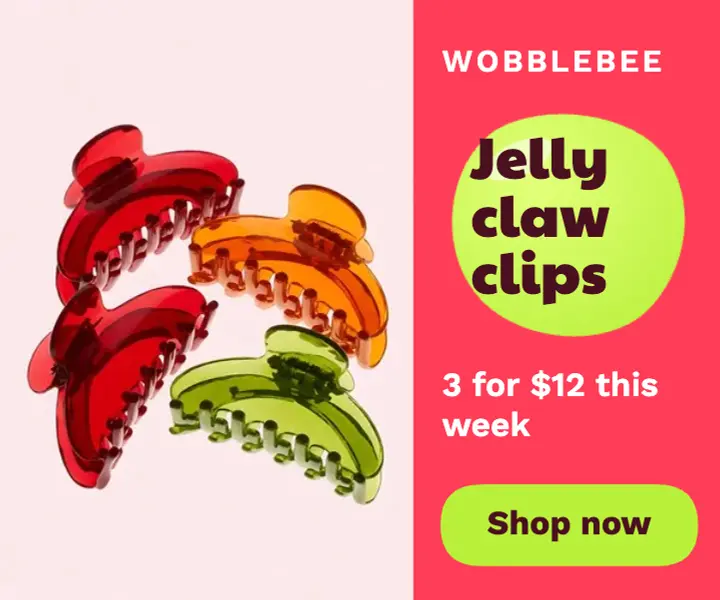 Jelly claw hair clips medium rectangle ad, gummy jelly template