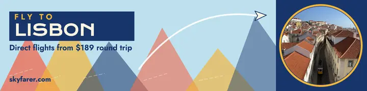 Fly to Lisbon LinkedIn banner: travel agency linkedin banner template