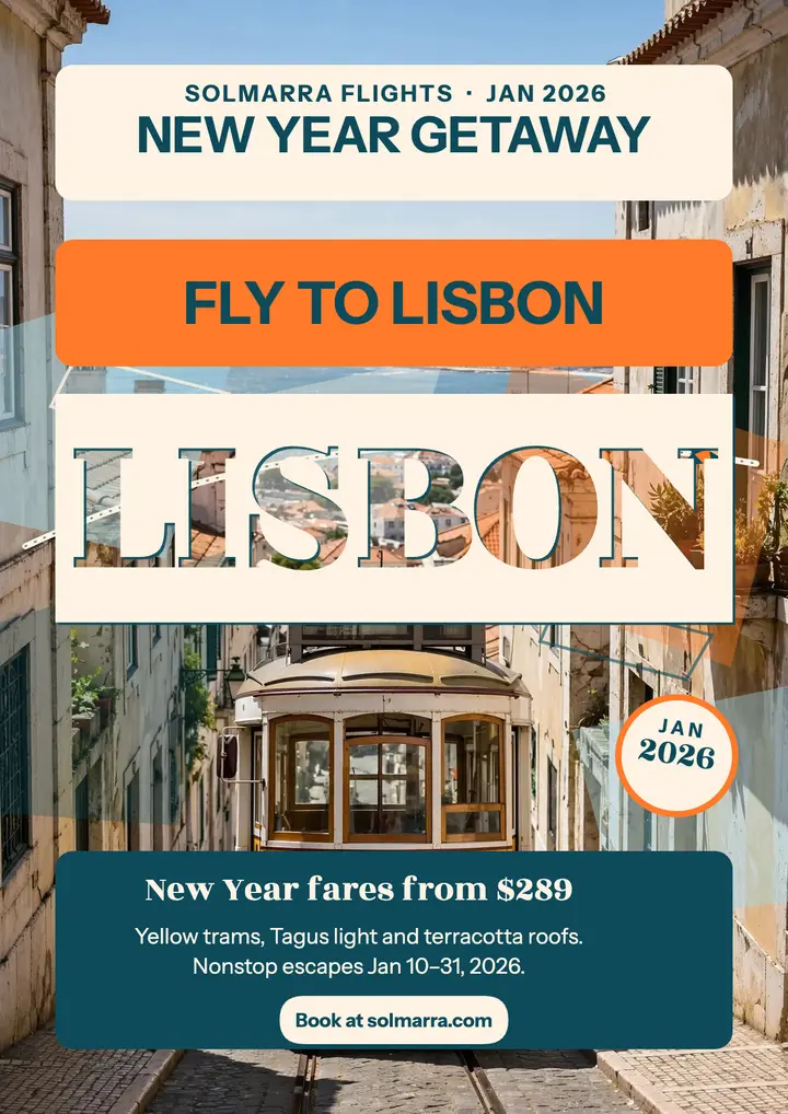 Solmarra Lisbon New Year getaway flyer template