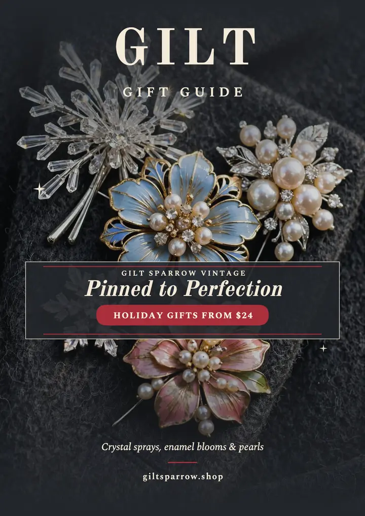 Gilt Sparrow holiday brooch gift flyer template