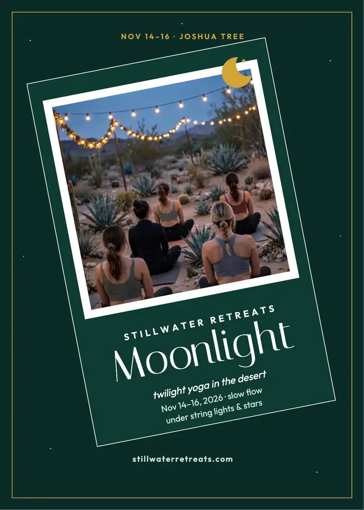 Stillwater moonlight yoga retreat invite template