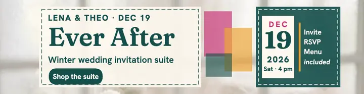 Lena and Theo winter suite billboard: wedding invitation ad template