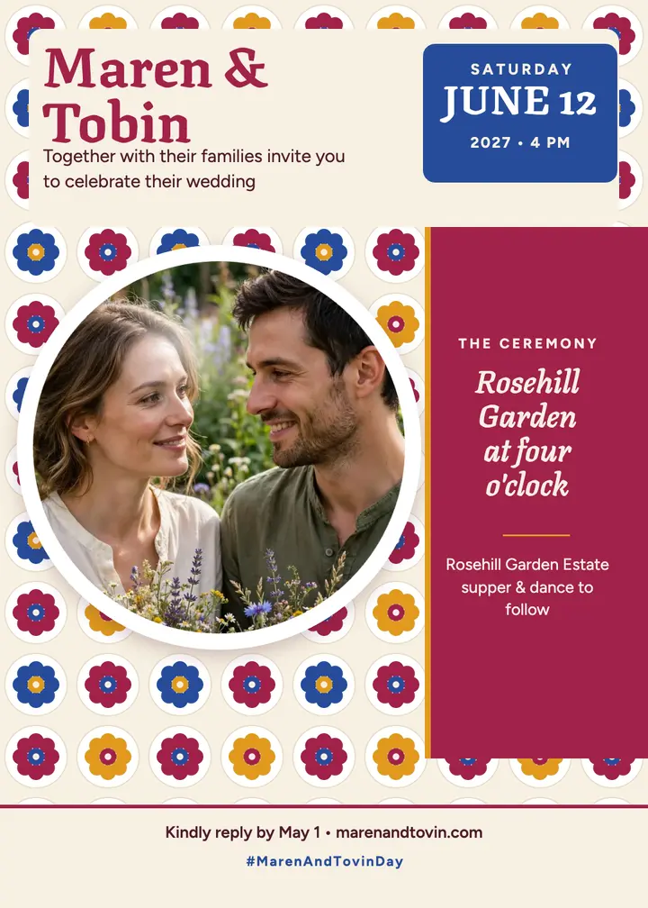 Maren and Tobin jewel wedding invitation template