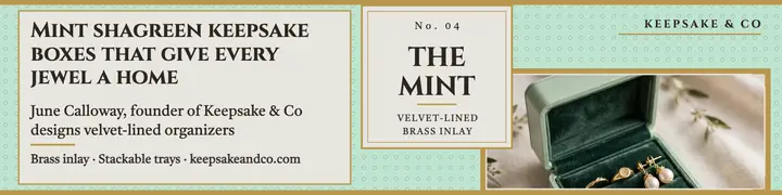 Keepsake box founder LinkedIn banner, mint shagreen template