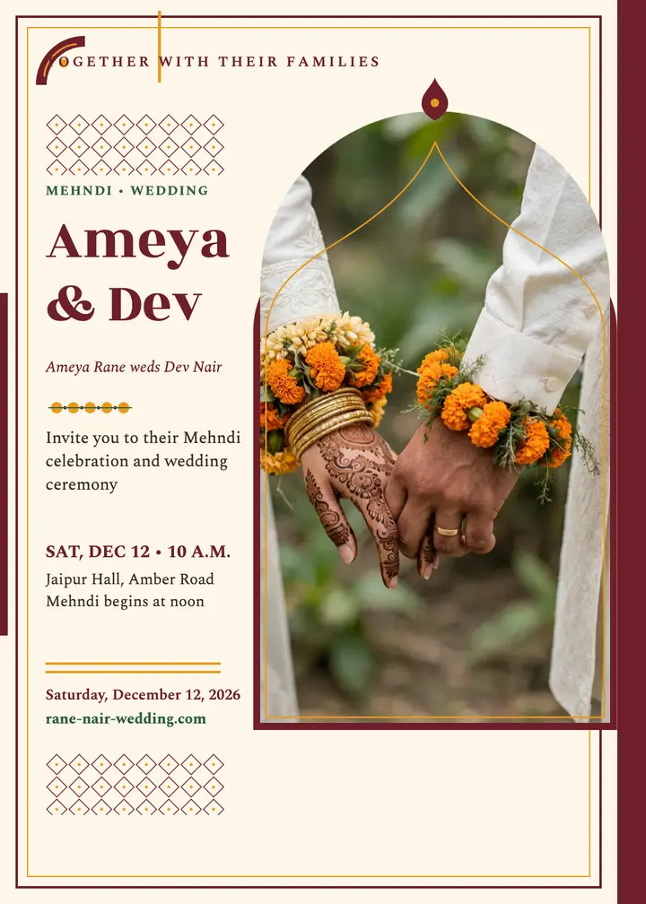 Jharokha mehndi wedding invitation template