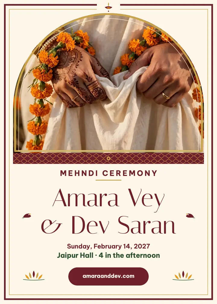 Amara and Dev mehndi invitation template