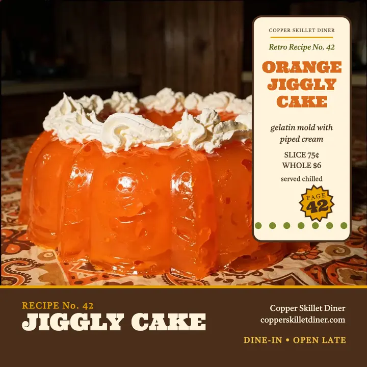 Copper Skillet gelatin cake diner post template
