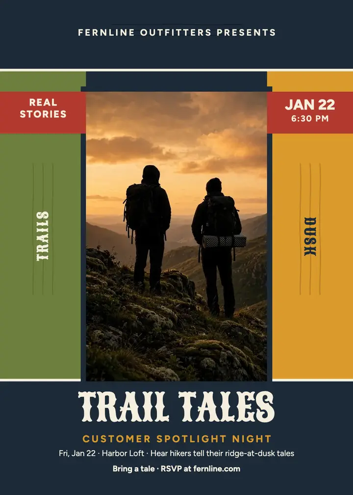 Fernline Trail Tales Night invitation template