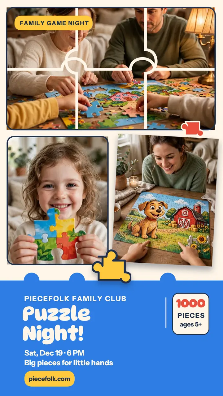 Piecefolk Club puzzle game night story template
