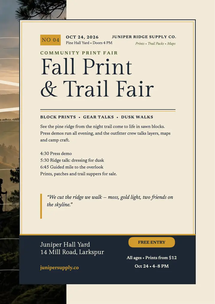 Fall Print and Trail Fair flyer template