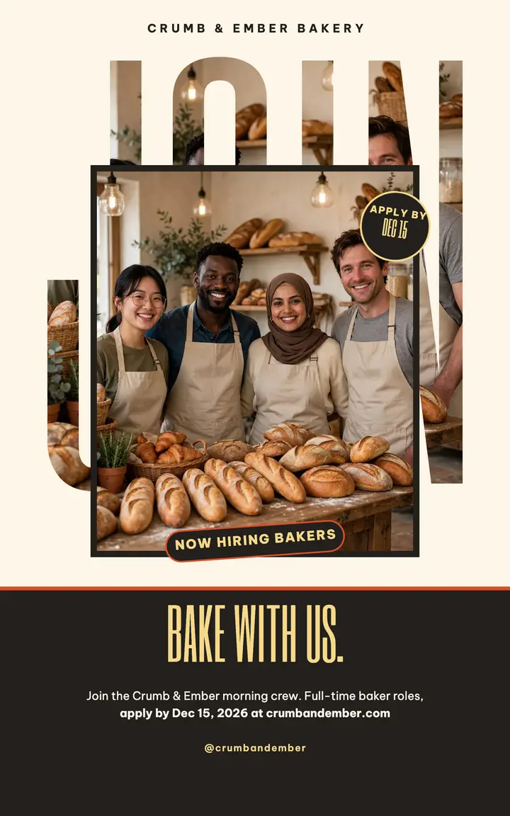 Crumb and Ember bakery hiring cover template