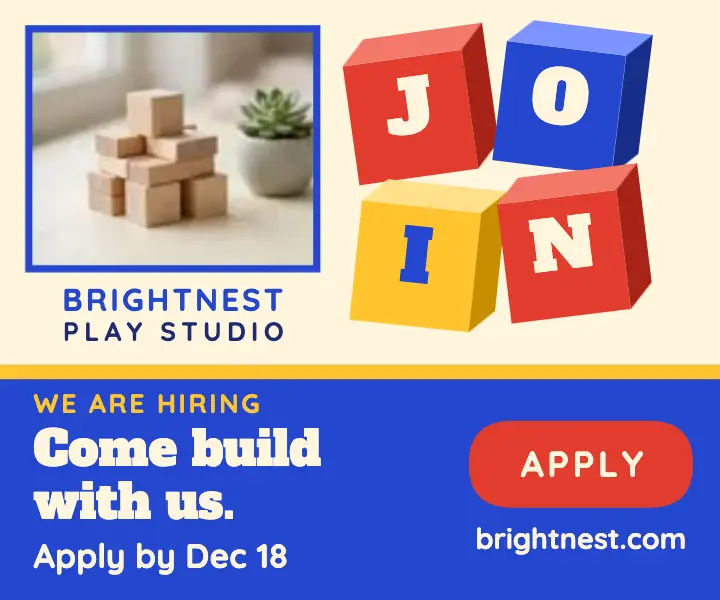 Brightnest hiring ad with toy blocks template