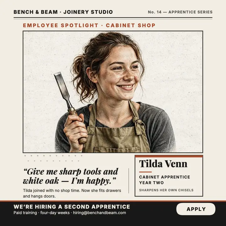 Bench and Beam apprentice spotlight template